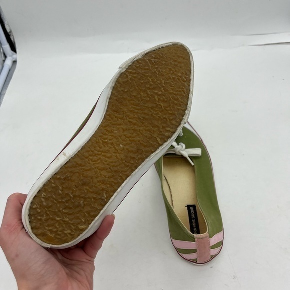 Extra Fine Sugar Women’s Retro Style Green Canvas Pointed Toe Sneaker Flats - Picture 12 of 15